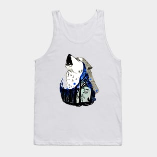 Wolf howling in the forest Tank Top